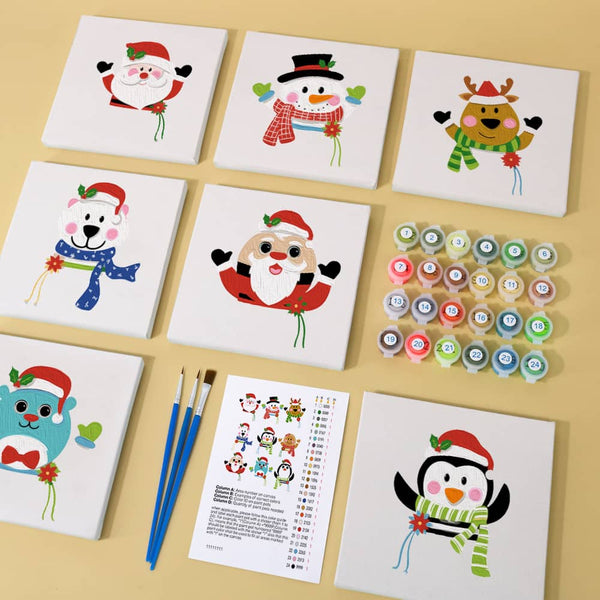 Weihnachtsfreunde 9er SET - Mini Malen nach Zahlen