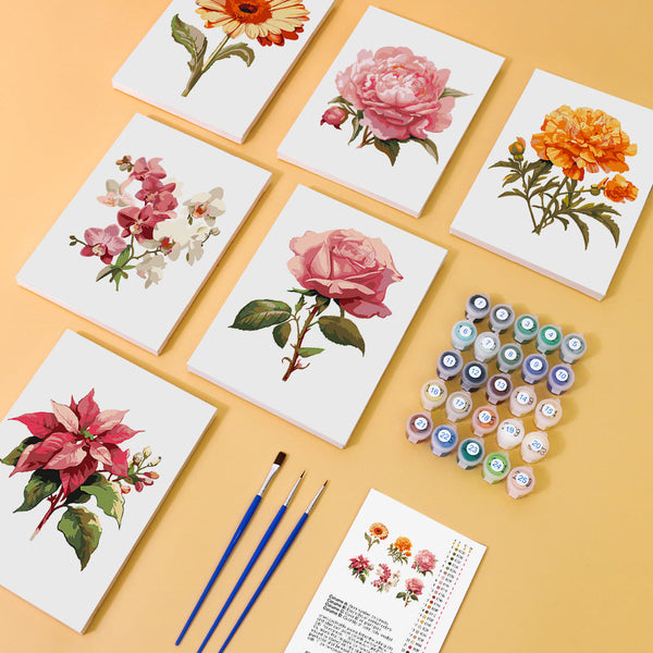 Bunte Blumenvielfalt One 6er SET - Mini Malen nach Zahlen