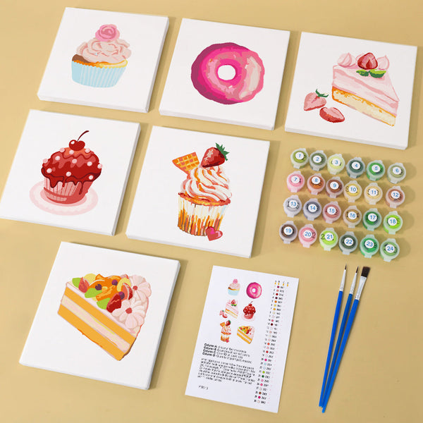 Kuchenstücke 6er SET - Mini Malen nach Zahlen