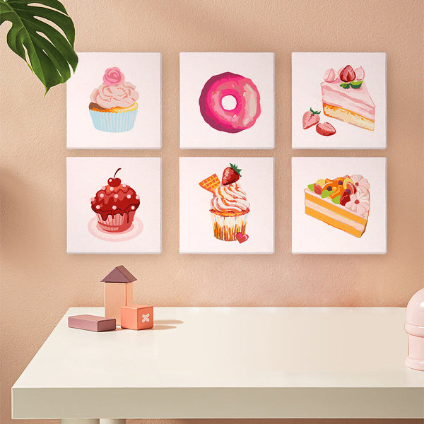 Kuchenstücke 6er SET - Mini Malen nach Zahlen