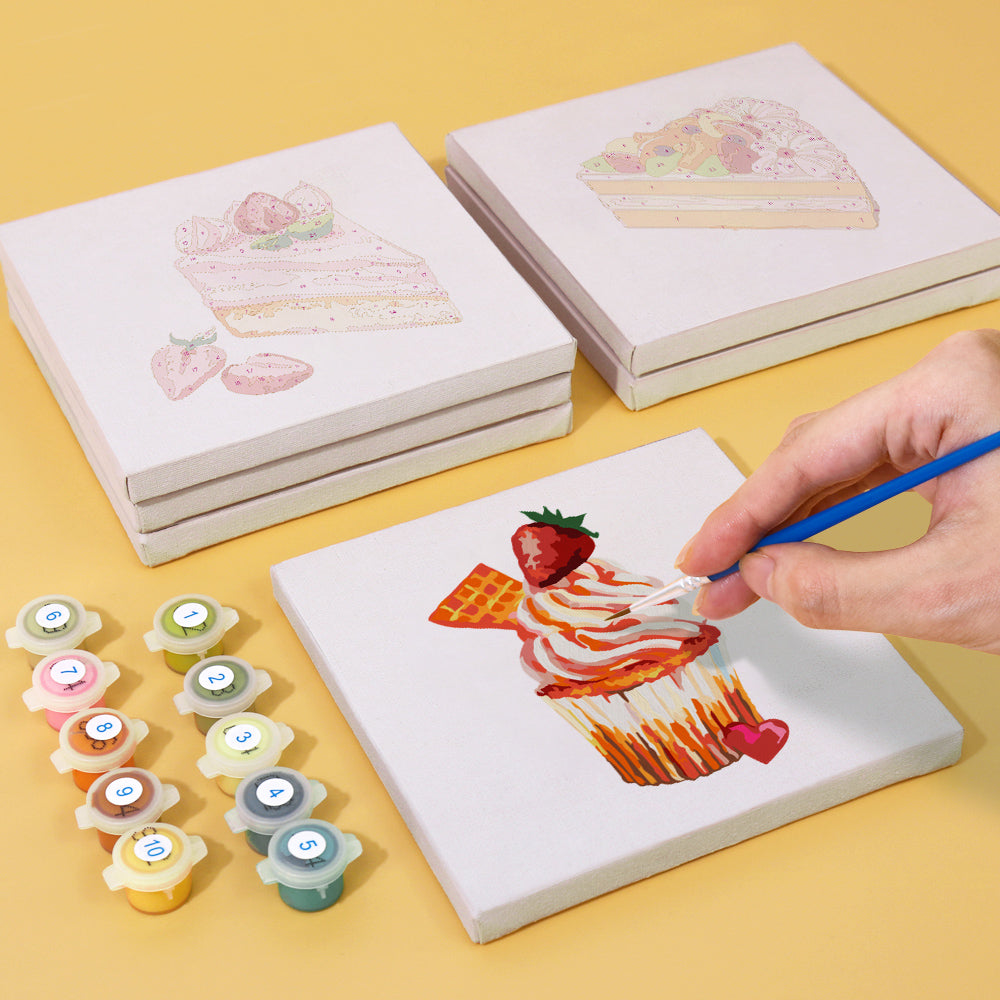 Kuchenstücke 6er SET - Mini Malen nach Zahlen