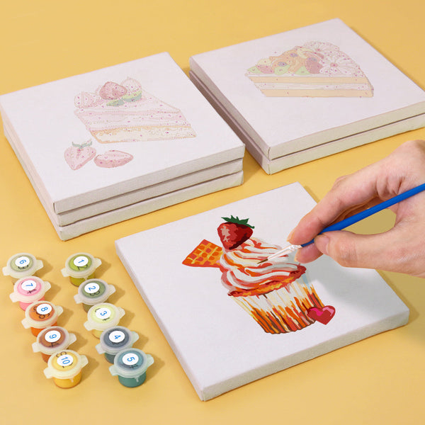 Kuchenstücke 6er SET - Mini Malen nach Zahlen