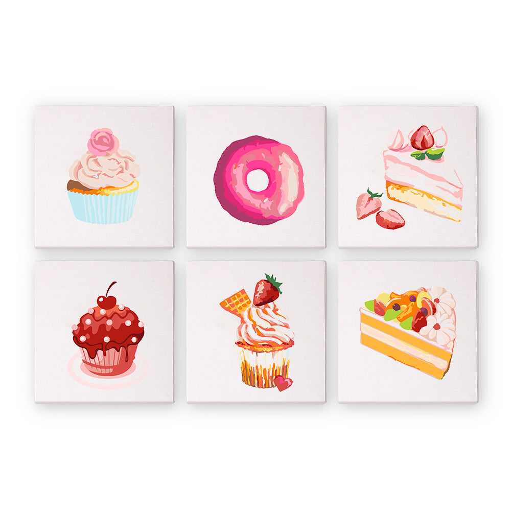 Kuchenstücke 6er SET - Mini Malen nach Zahlen