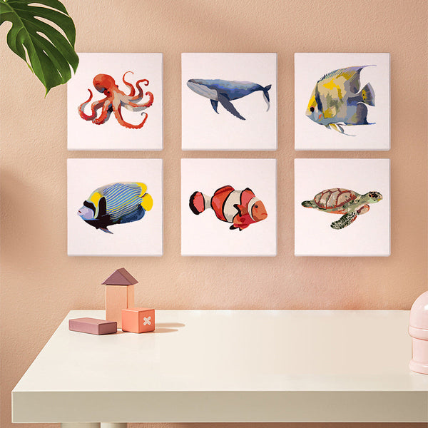 Meerestiere 6er SET - Mini Malen nach Zahlen