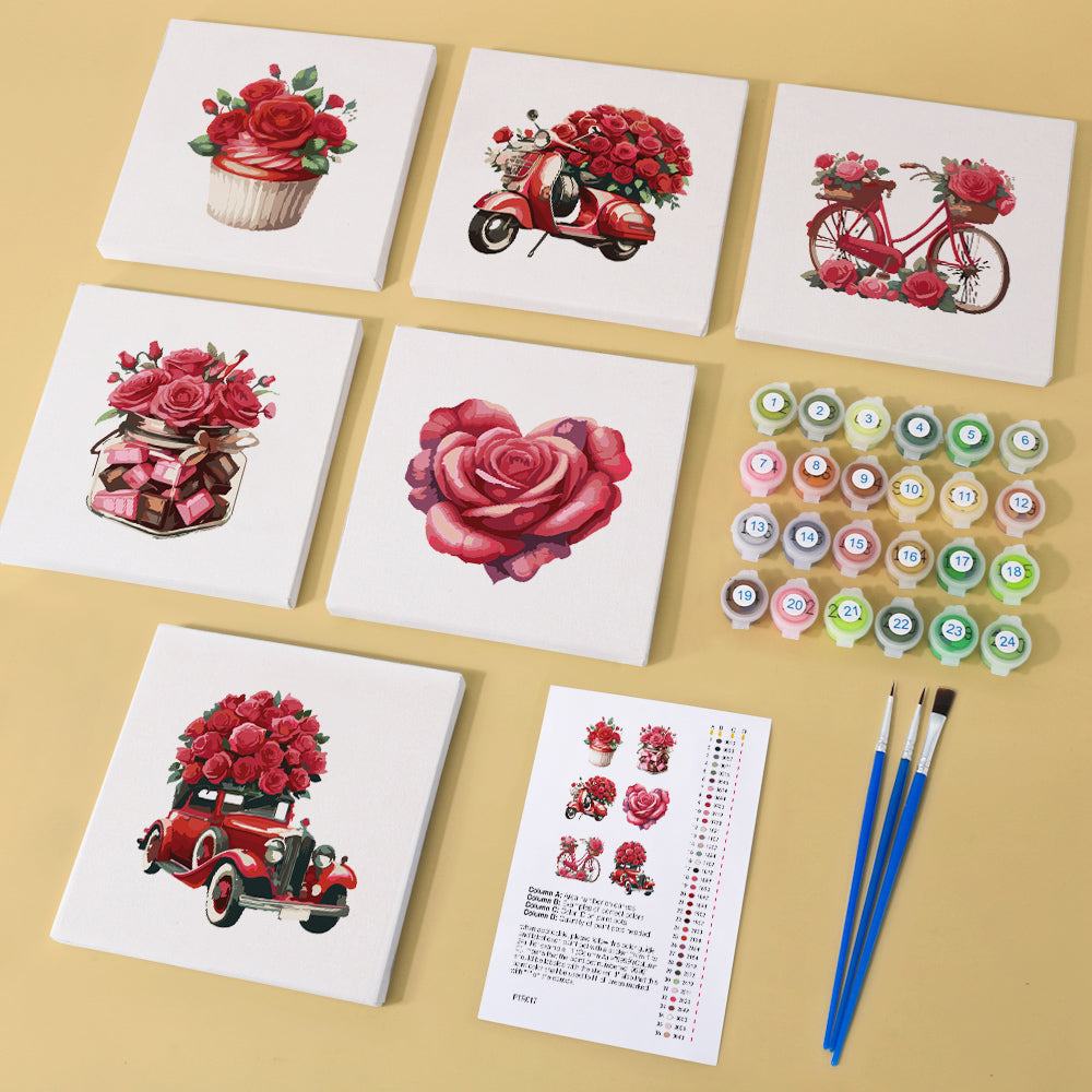 Liebeskollektion 6er SET - Mini Malen nach Zahlen