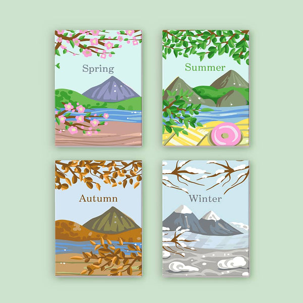 Jahreszeiten 4er SET - Mini Malen nach Zahlen