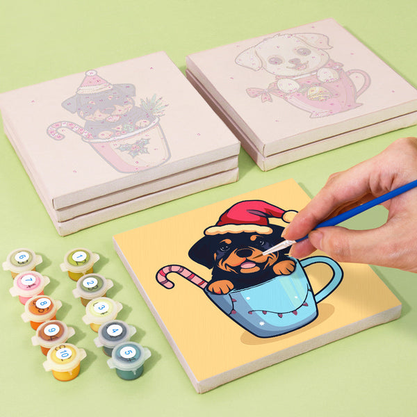Süße Welpen Edition Zwei 6er SET - Mini Malen nach Zahlen
