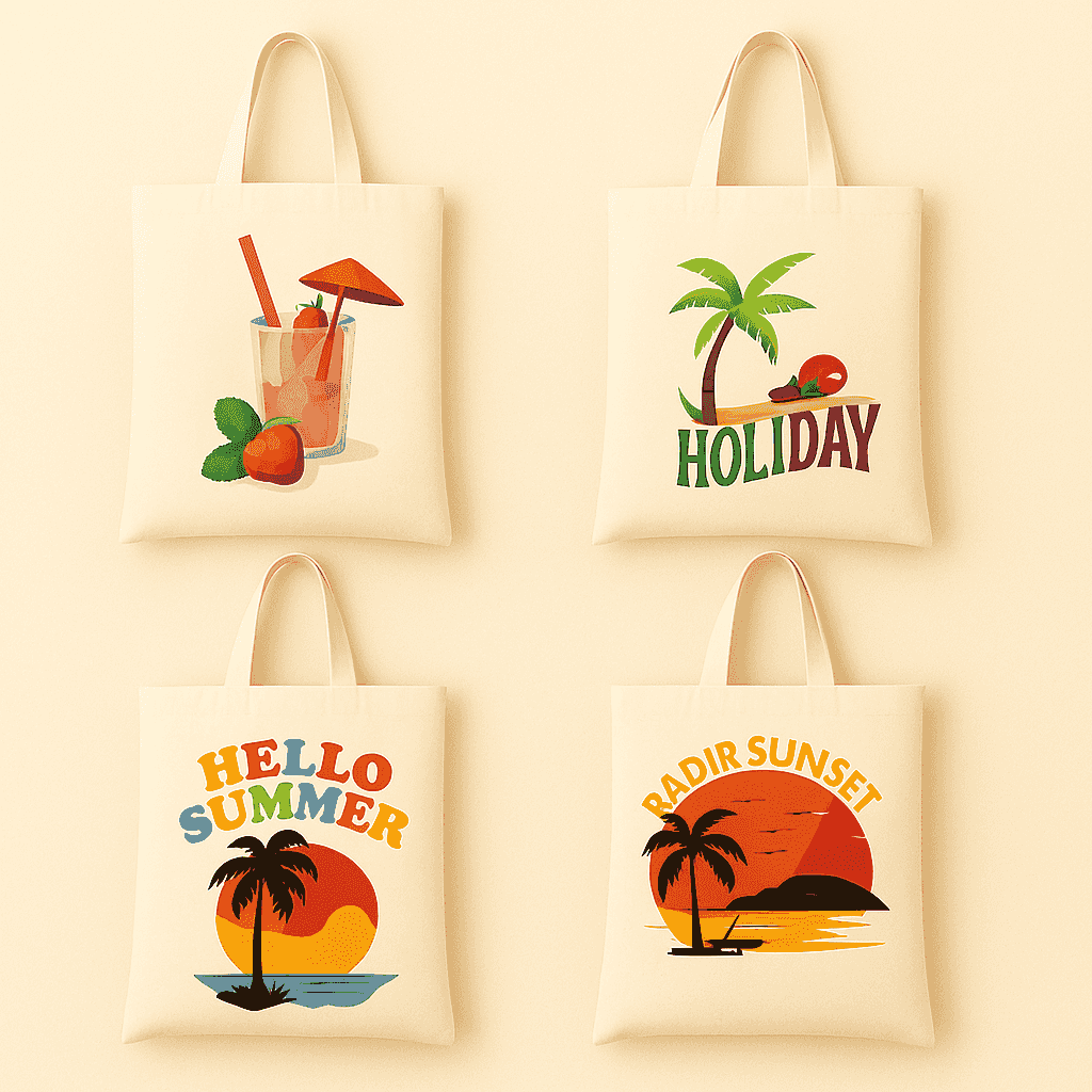 Stofftaschen, Summer Vibes - Malen nach Zahlen