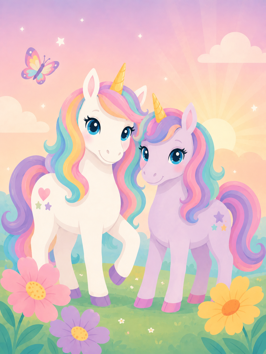 Regenbogenfreunde 4er SET - Mini Malen nach Zahlen