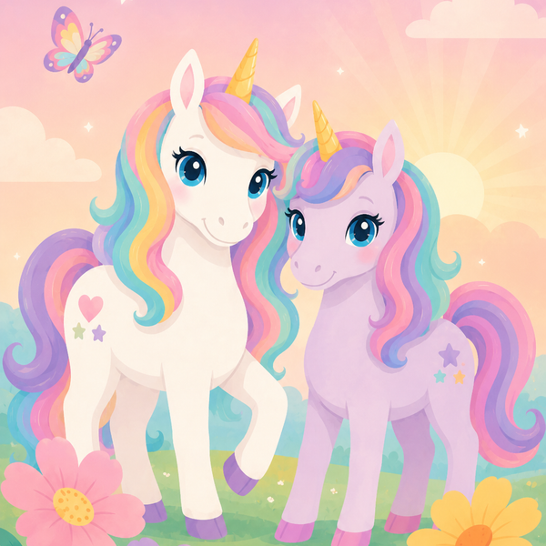Regenbogenfreunde 4er SET - Mini Malen nach Zahlen