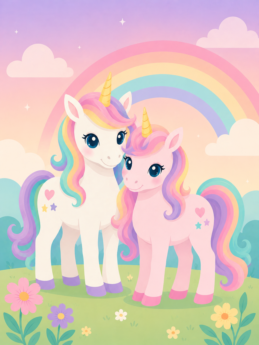Regenbogenfreunde 4er SET - Mini Malen nach Zahlen