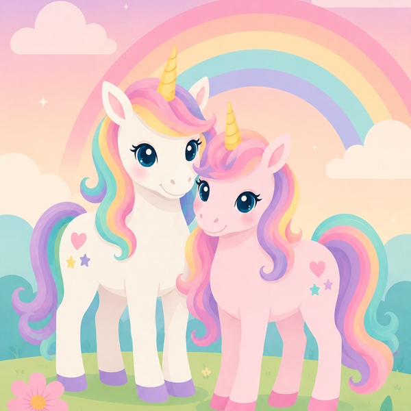 Regenbogenfreunde 4er SET - Mini Malen nach Zahlen