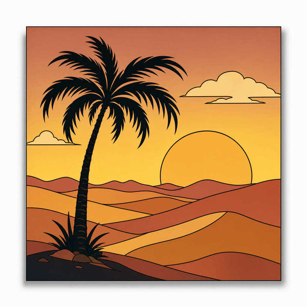Malen nach Zahlen - Sonnenuntergang in der Oase