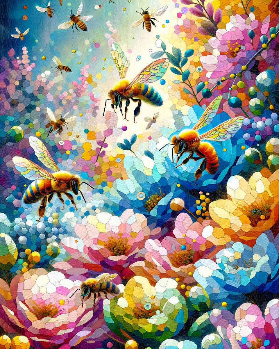 Malen nach Zahlen - Bunte Bienen