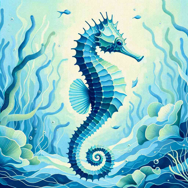 Seepferdchen, Meeresgrund - Malen nach Zahlen