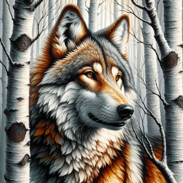 Wolf zwischen Bäumen – Malen nach Zahlen