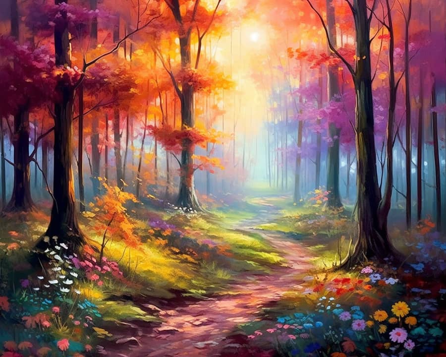 Wald im Herbst - Malen nach Zahlen