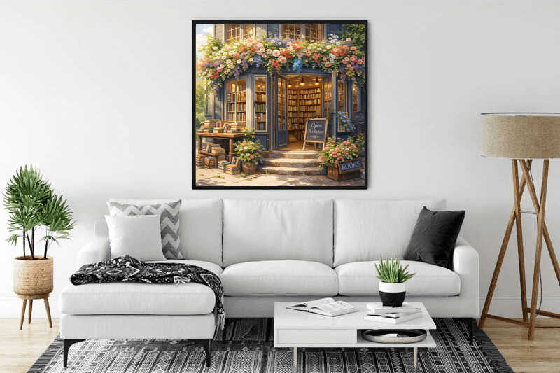 Malen nach Zahlen - Das Bücherparadies im Blütenschein