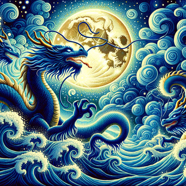 Drachen in blau – Malen nach Zahlen