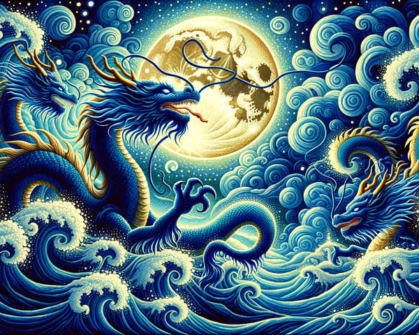 Drachen in blau – Malen nach Zahlen