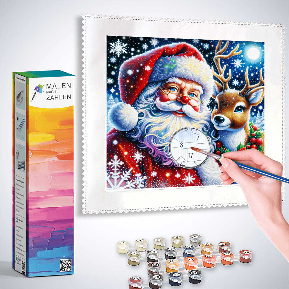 Weihnachtsmann & Rudi - Malen nach Zahlen