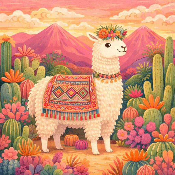 Malen nach Zahlen - Lama Zauber im Sonnenuntergang