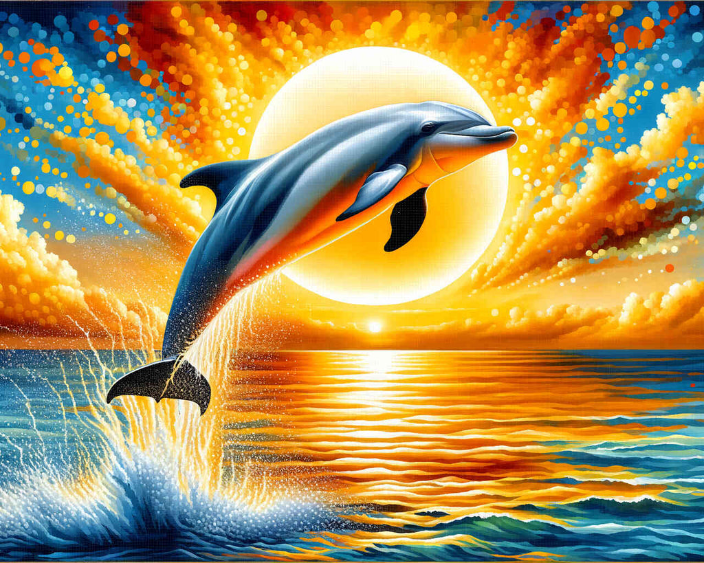 Delfin im Sprung – Malen nach Zahlen