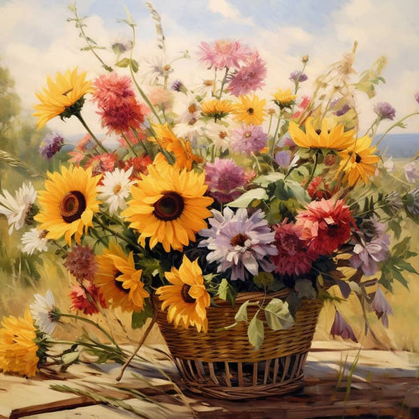 Wildblumen auf Tisch - Malen nach Zahlen