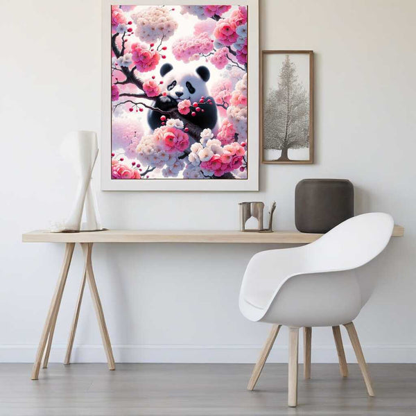 Panda mit Kirschblüten – Malen nach Zahlen