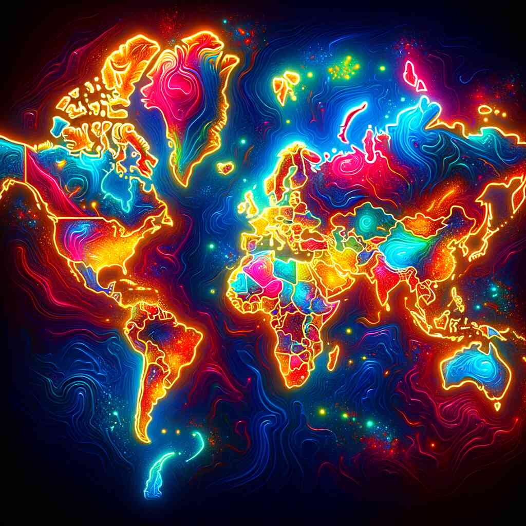 Malen nach Zahlen - Leuchtende Weltenkarte
