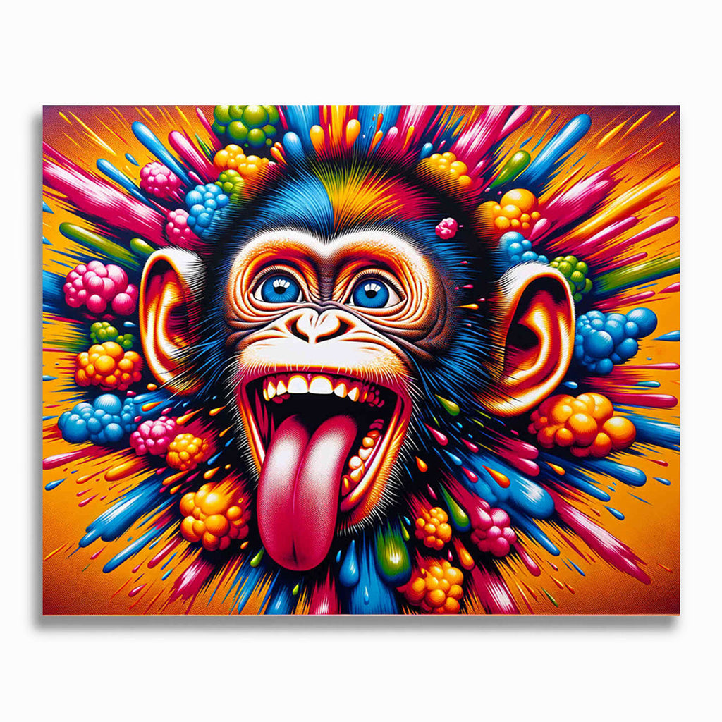 Affe streckt Zunge raus – Malen nach Zahlen