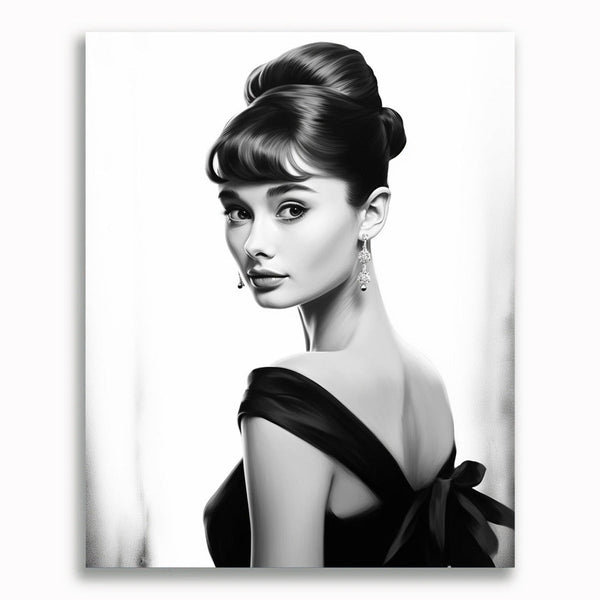 Audrey Hepburn, Schwarz und Weiß – Malen nach Zahlen