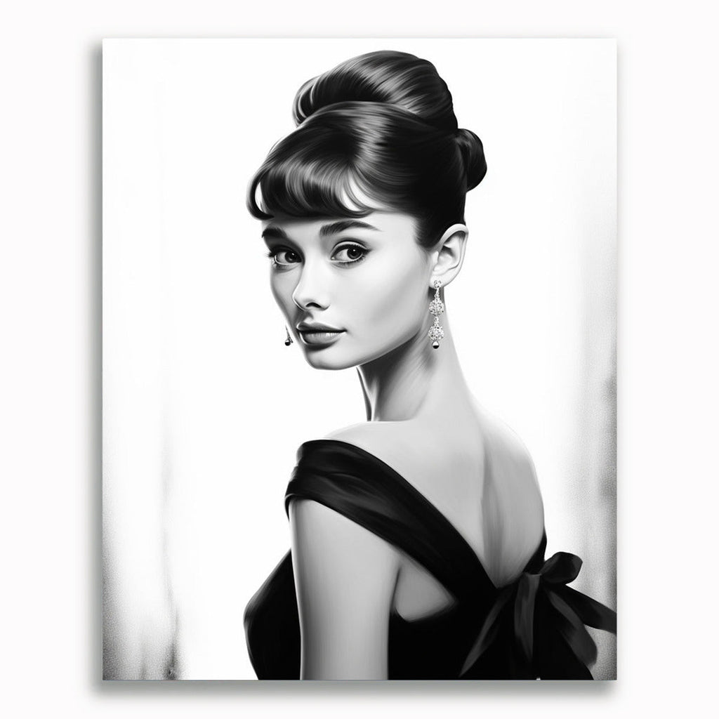 Audrey Hepburn, Schwarz und Weiß – Malen nach Zahlen