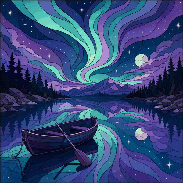 Malen nach Zahlen - Nordlichtzauber – Stille Nacht am See