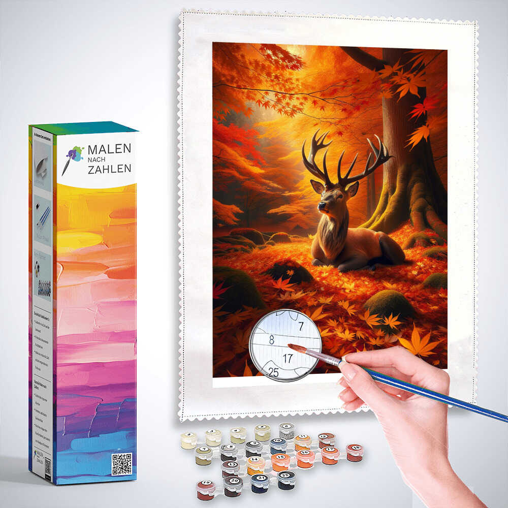 Hirsch im Herbst – Malen nach Zahlen