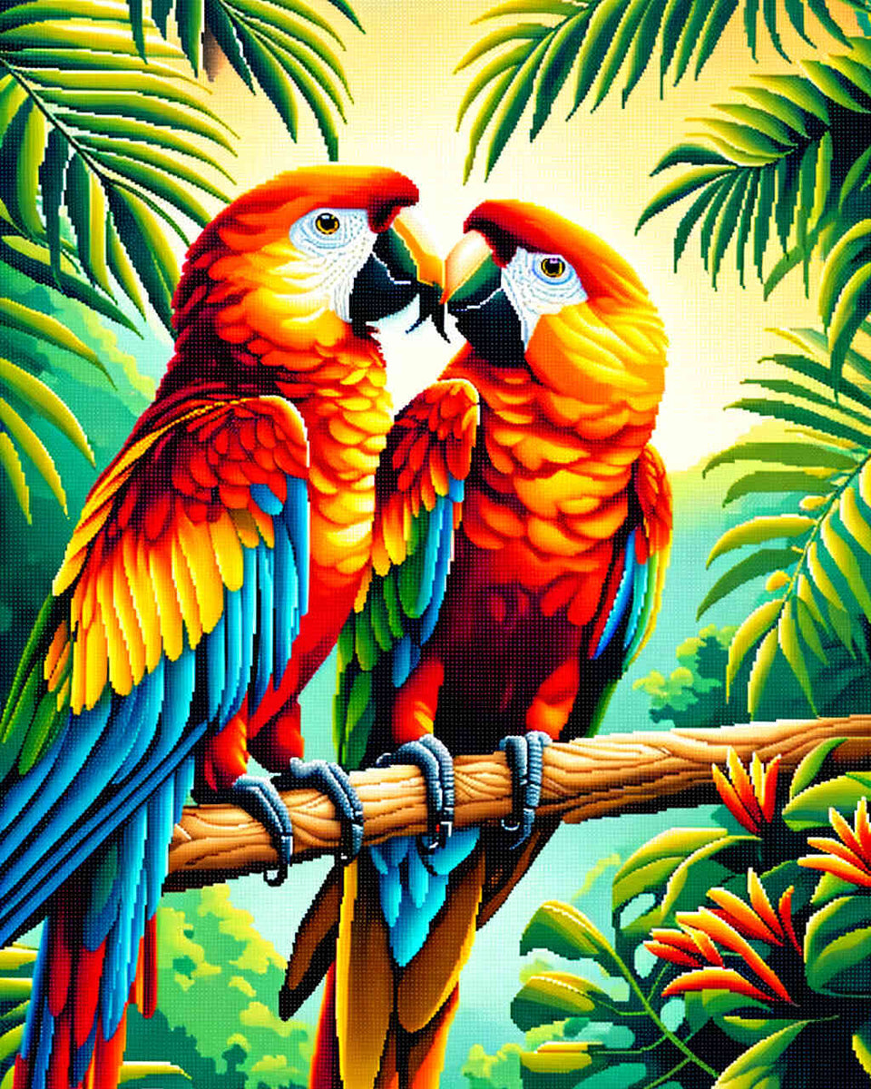 Malen nach Zahlen - Papageienpärchen