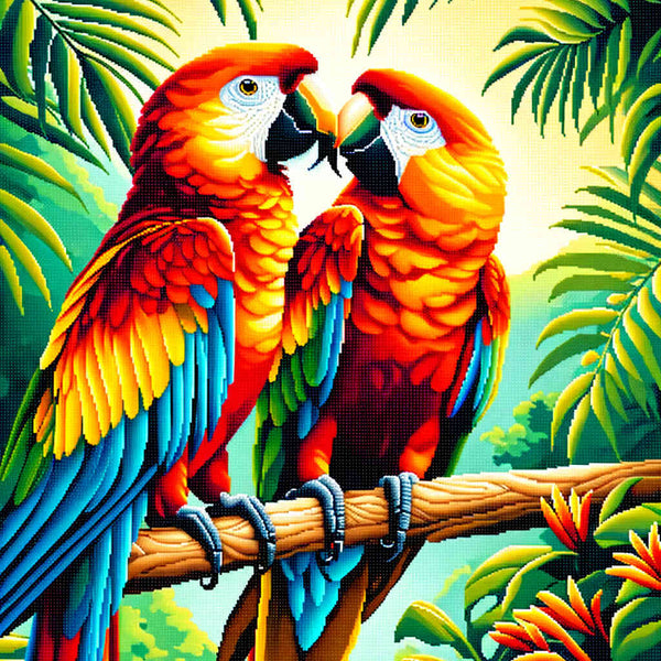Malen nach Zahlen - Papageienpärchen
