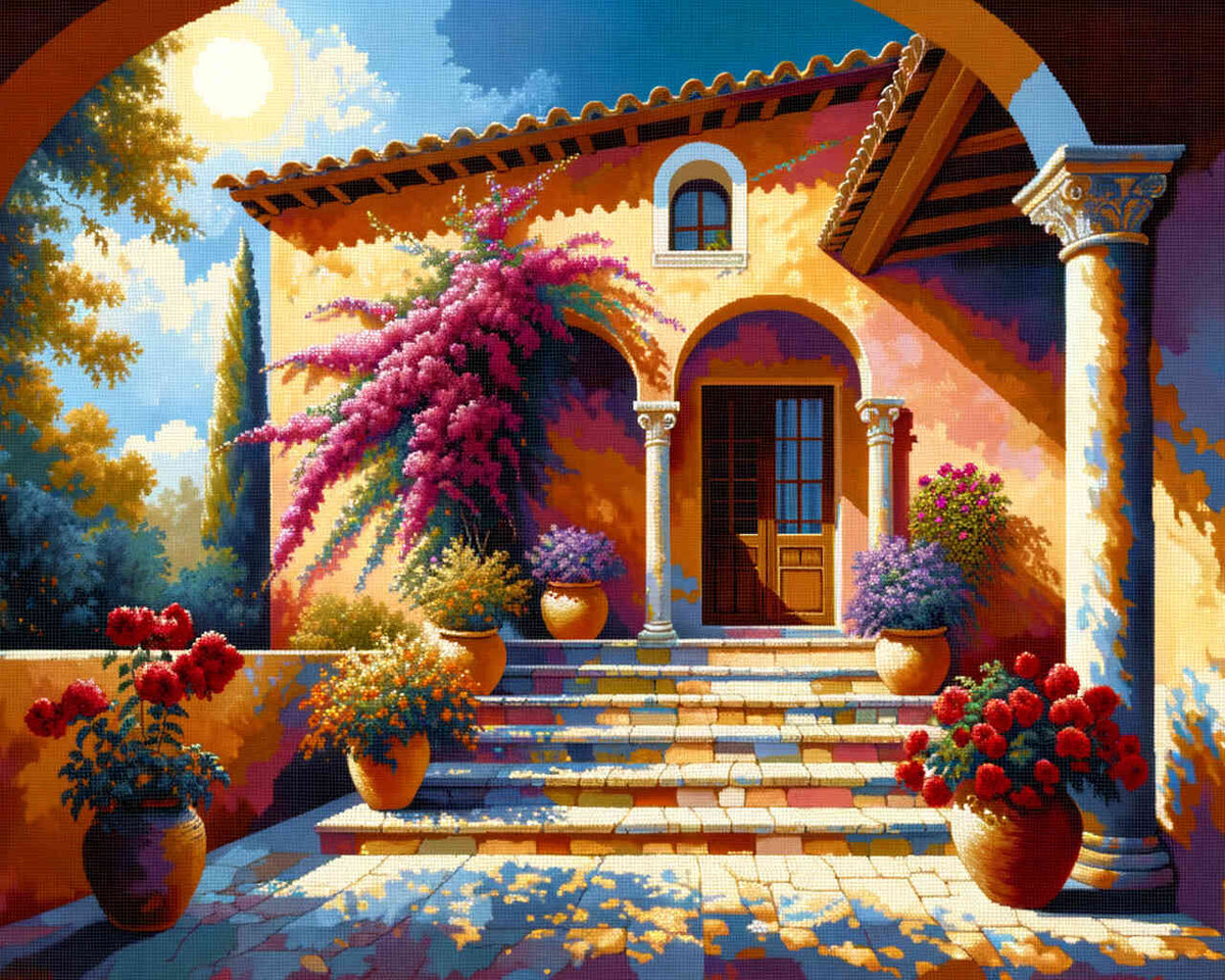 Mediterranes Haus – Malen nach Zahlen