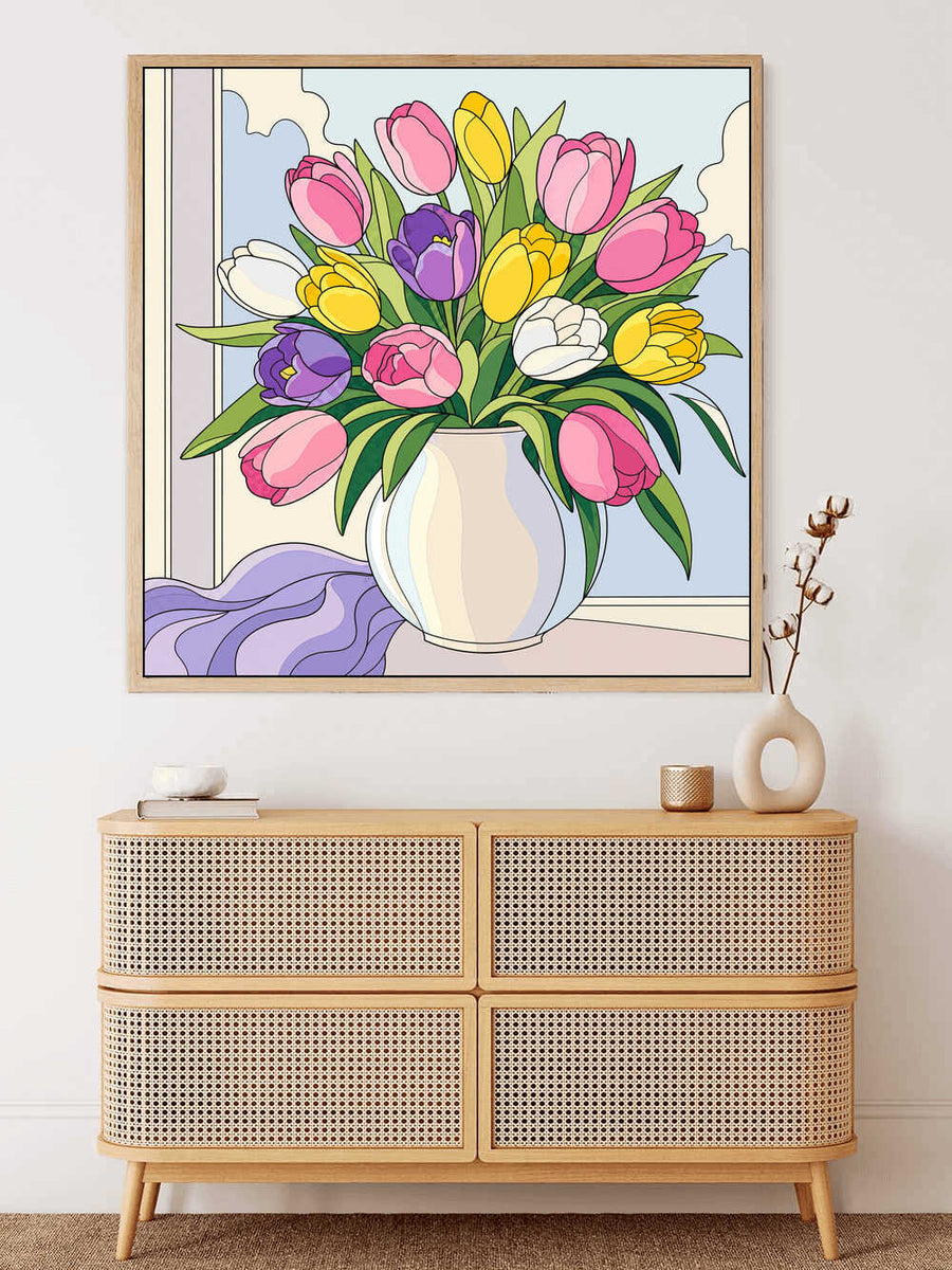 Malen nach Zahlen - Frühlingserwachen – Ein Meer aus Tulpen