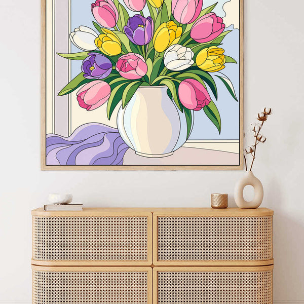 Malen nach Zahlen - Frühlingserwachen – Ein Meer aus Tulpen