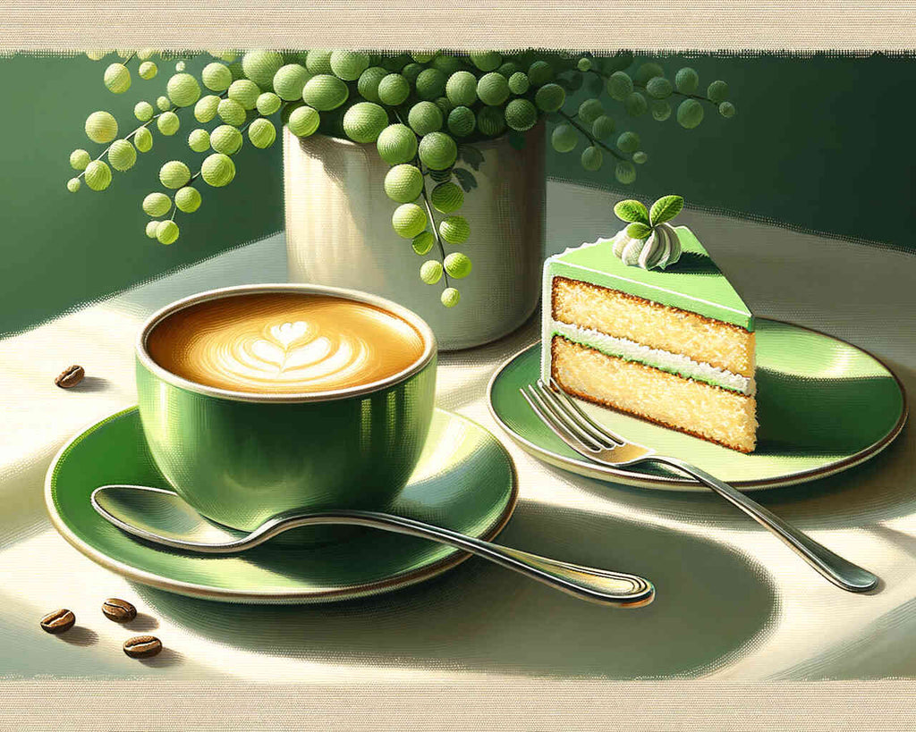 Kaffee und Kuchen, grün – Malen nach Zahlen