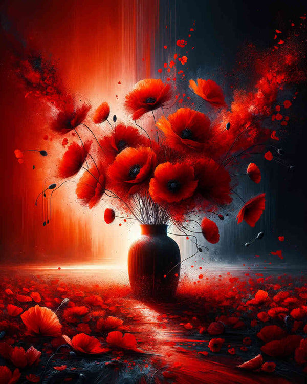 Mohnblumenvase – Malen nach Zahlen