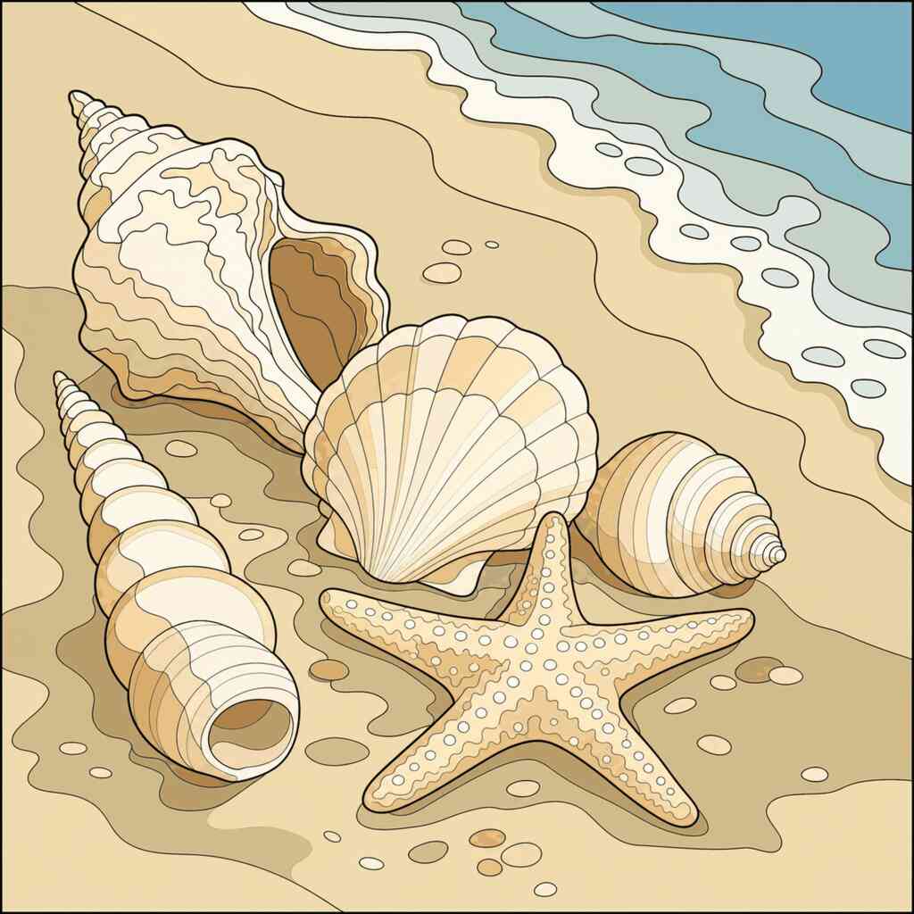 Malen nach Zahlen - Muschelgold – Ruhe am Meer