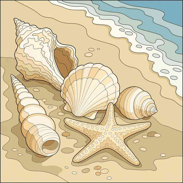 Malen nach Zahlen - Muschelgold – Ruhe am Meer