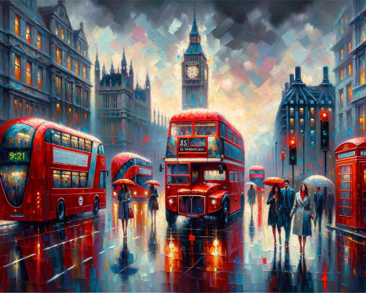 London, belebte Straße – Malen nach Zahlen