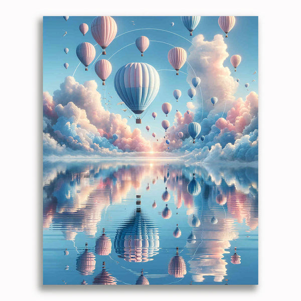 Ballon über dem Meer – Malen nach Zahlen