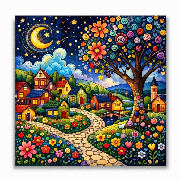 Malen nach Zahlen - Märchenhafte Nacht im Blumendorf