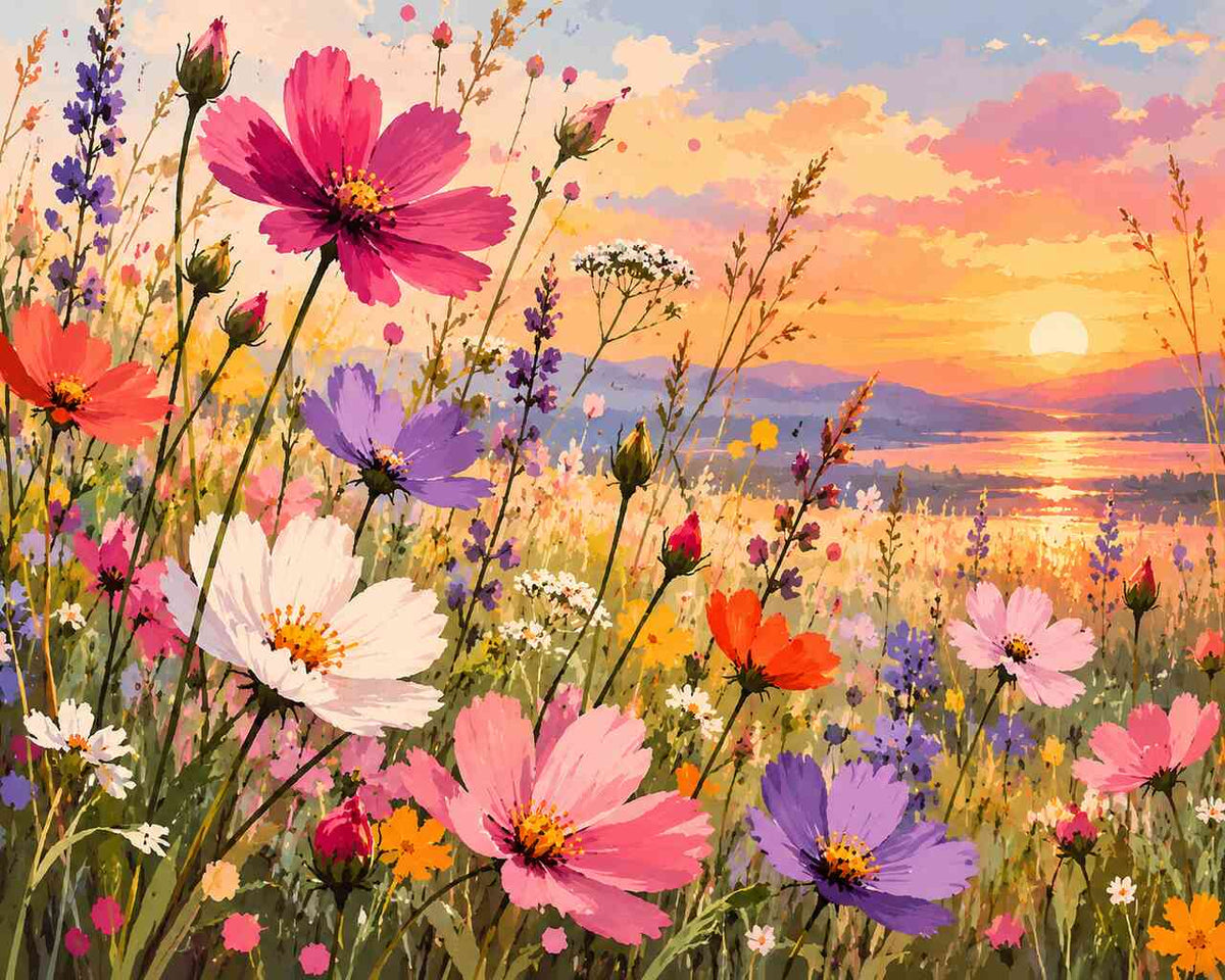 Malen nach Zahlen - Sonnenzauber in der Blumenwiese