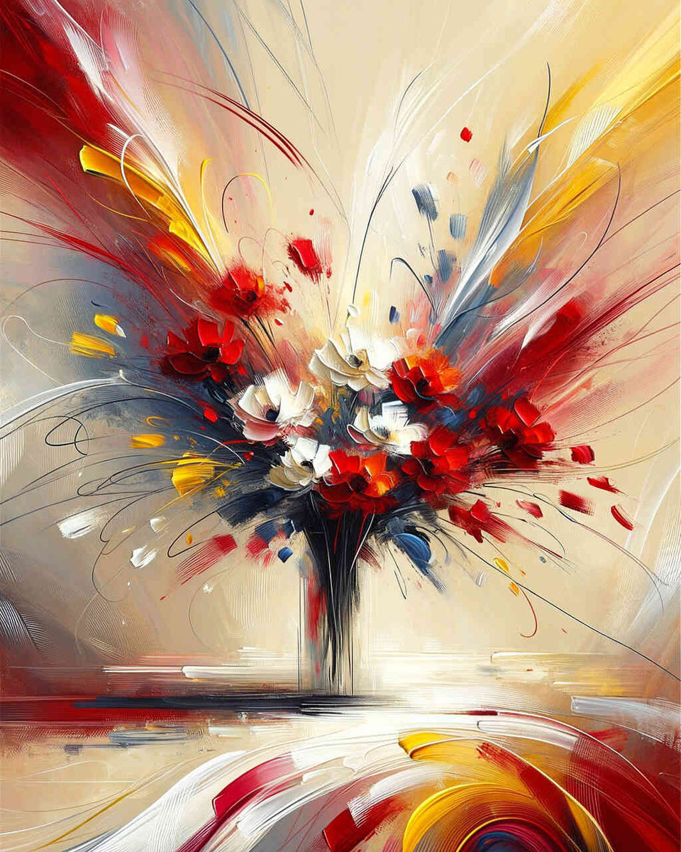 Blumenvase, Abstrakt – Malen nach Zahlen