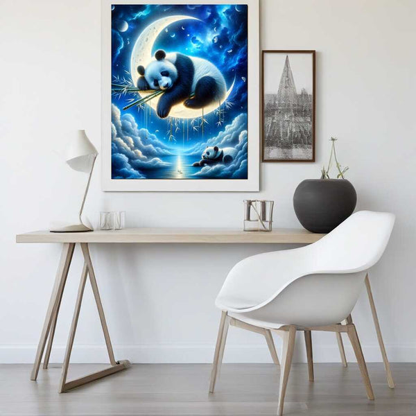 Malen nach Zahlen - Pandabären auf dem Mond
